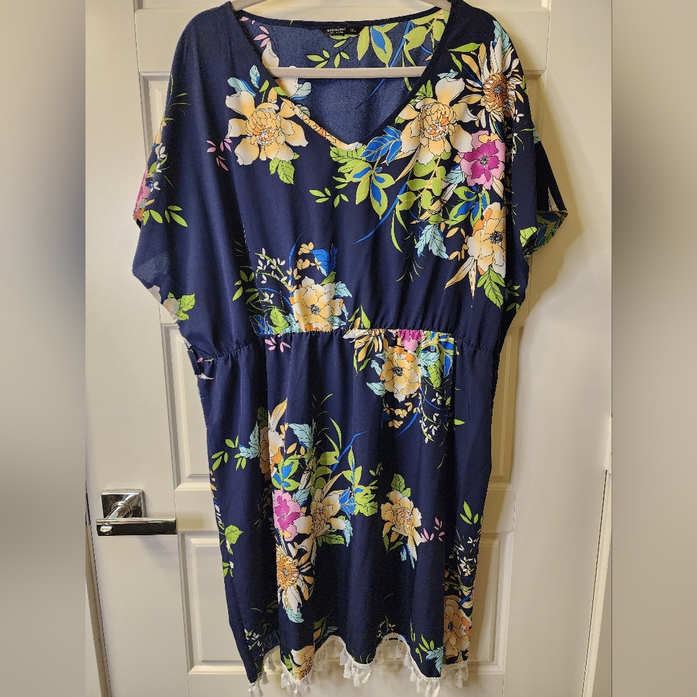 SHEIN Curve 4XL‎ Blue Gold Floral Dress